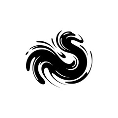 Abstract Black Swirl Logo Design on White Background