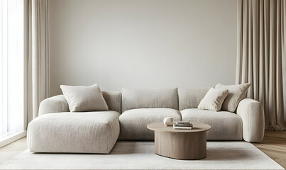 Modern Interior Contemporary Apartment with Warm Wooden Accents and Large Windows 3D Render