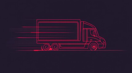 Brightly lit graphic of a truck in motion showcasing speed and efficiency during nighttime transportation