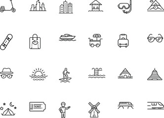 Travel And Adventure Icon Pack Minimalist Line Art Collection.