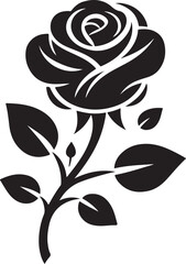 rose flower black and white silhouette vector