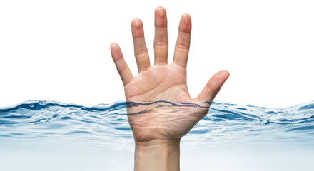 Isolated Hand Reaching Out from Water