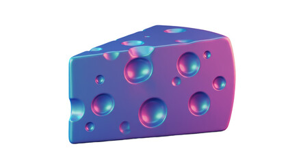 Isolated Neon Cheese Wedge with Holes