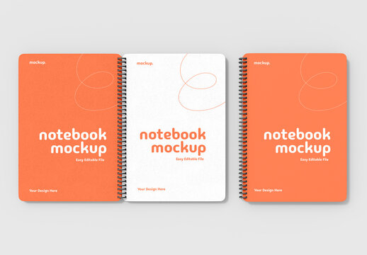 Open Spiral Bound A4 Magazine or Notebook Mockup