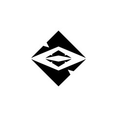 Abstract Geometric Eye Logo Design: Black Diamond Shape on White