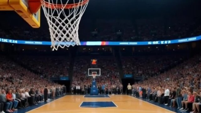 Cinematic Shot of Basket Ball Hoop 4k animation video footage