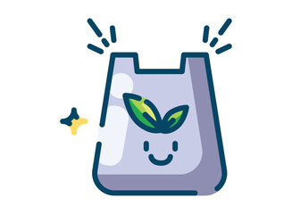 Set of an Ecology Eco Bag Lineal Color Icon