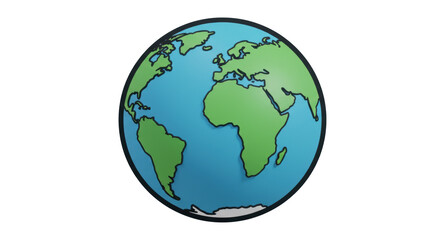 Isolated Green Earth Globe Cartoon
