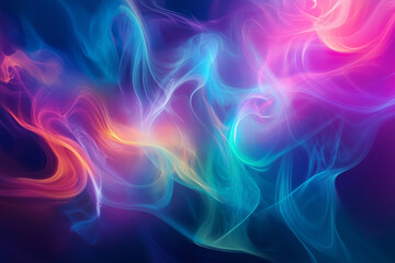 Fototapeta premium Abstract Colorful Smoke Flowing Background with Neon Light Effects