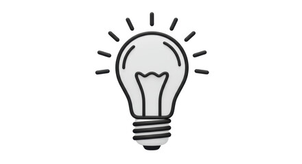 Isolated Classic Light Bulb with Radiating Rays, Symbol of Idea
