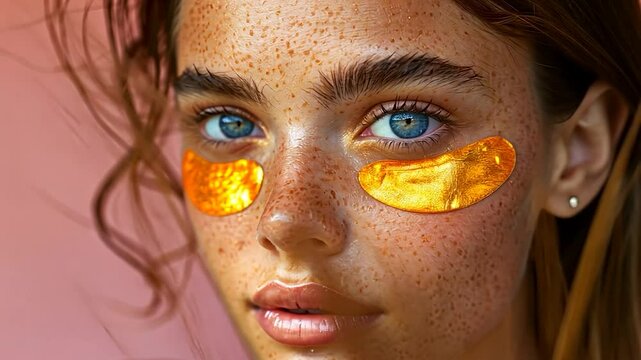 Woman with gold eye patches