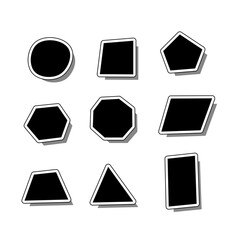 A collection of Two-dimensional shapes
 icons with a double stroke style and shadow effect