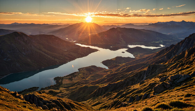le soleil se leve sur les montagnes