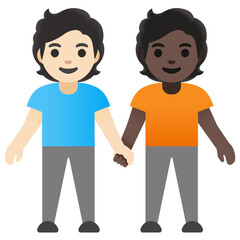 Couple Holding Hands: Man and Man (Light and Dark Skin Tone)
