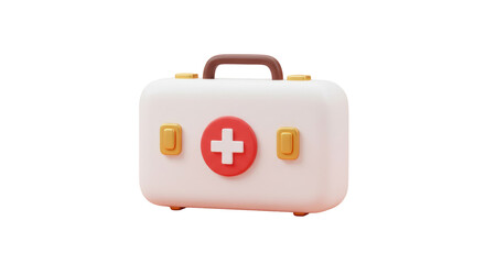 Isolated Cartoon First Aid Kit with Red Cross