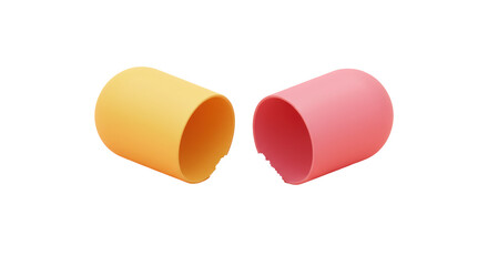 Isolated Pill Capsule Broken in Half