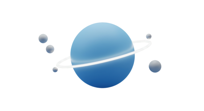 Isolated Blue Planet with Ring and Satellites