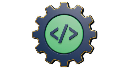 Isolated Code Icon with Gear