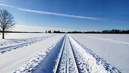 Fototapeta premium Le chemin des rails dans l'hiver
