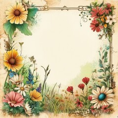 Obraz premium Greeting- invitation- celebration- congratulation cards with wildflowers and space for texts. ancient style