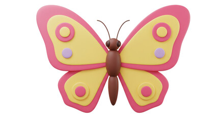 Isolated Pink and Yellow Butterfly, Spring