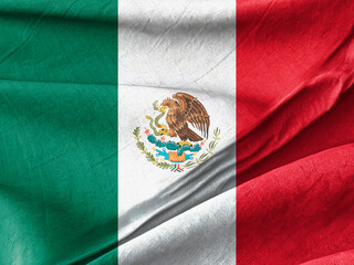 Close-Up of the Mexican Flag With Lively Colors and Texture