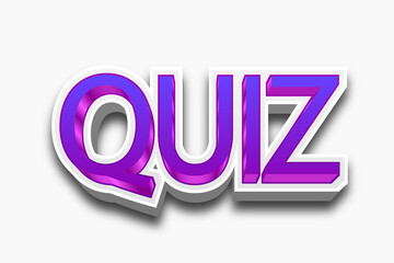 3D quiz text on white background
