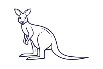 Australian Kangaroo Line Art Simple, Cute, Wildlife vector