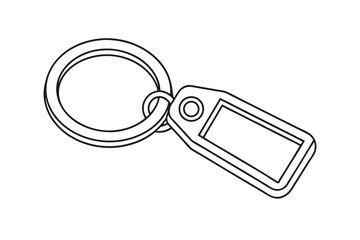 Blank Keyring Tag Design Metal, Ring, Keychain, Label, Blank, Template, Outline, Simple, Vector, Ill