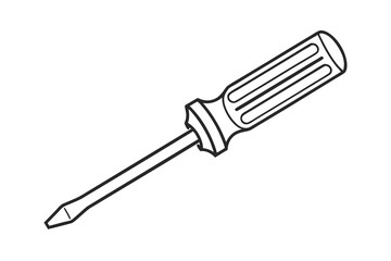 Screwdriver Tool Outline Repair, Fix, DIY, Handle, Metal, Sharp, Line Art, Simple