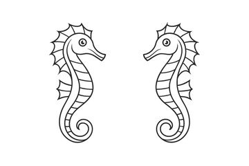 Obraz premium Two Elegant Line Art Seahorses Facing Each Other