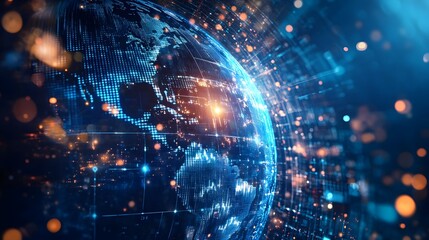 Glowing digital Earth with futuristic data analytics