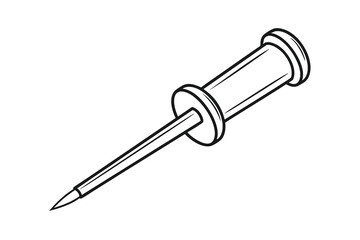 Line Art Drawing of a Long Sharp Awl Tool