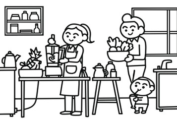 Parent doing smoothie for kid.