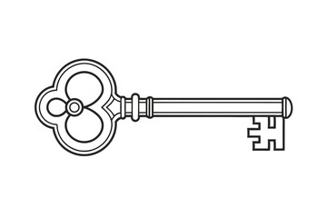 Antique Skeleton Key Ornate Design, Vintage Metal, Access, Security, Lock