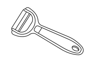 Kitchen Utensil Vegetable Peeler Design, Line Art vector art