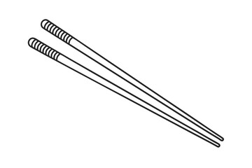 Simple Line Drawing of Asian Chopsticks, Food Utensils