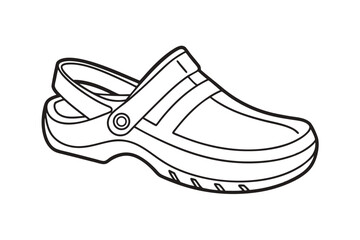 Back Strap ClosedToe Clog Shoe Outline Drawing vector art