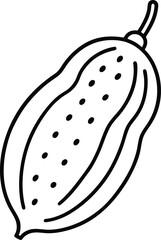  bitter melon outline vector on white background.