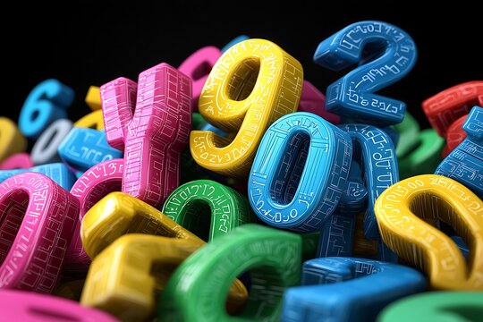 Colorful 3D Numbers Background.