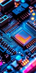 Obraz premium AI Brain Chip On Motherboard Futuristic Technology And Artificial Intelligence Concept