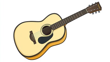 Obraz premium Acoustic guitar, isolated, music instrument, white background, website design