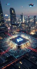 AI-Powered Futuristic Cityscape: A Glimpse into Tomorrow's Technological Landscape