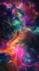 Fototapeta premium Surreal Digital Realm with Vibrant Energy Pulsing in Abstract Colors