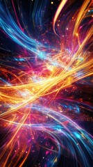 Naklejka premium Surreal Digital Background with Vibrant Streams of Colorful Light