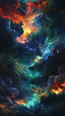 Fototapeta premium Surreal Vibrant Sky with Energetic Ribbons of Colorful Clouds