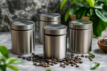 Stylish Stainless Steel Coffee Bean Canisters