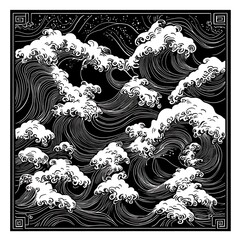 Abstract Black and White Wave Design