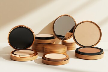 Elegant Wooden Makeup Foundation Compact