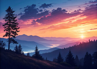 Fototapeta premium Breathtaking Sunrise: A Tranquil Moment of New Beginnings